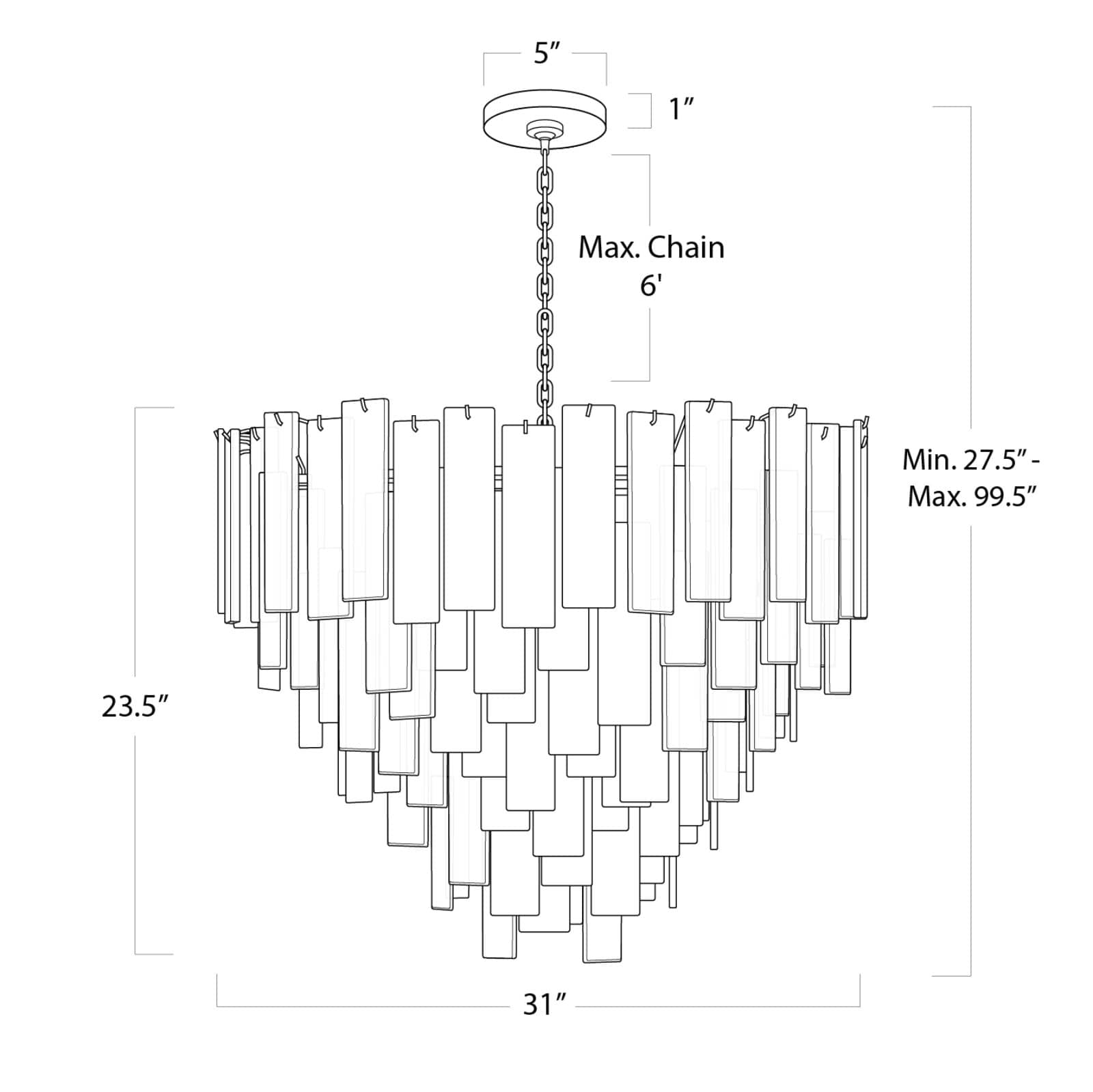 Glacier Chandelier Large (Polished Nickel)