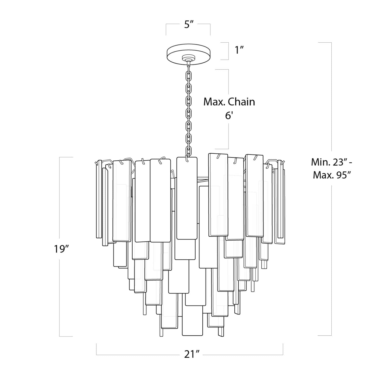 Glacier Chandelier small (Polished Nickel)