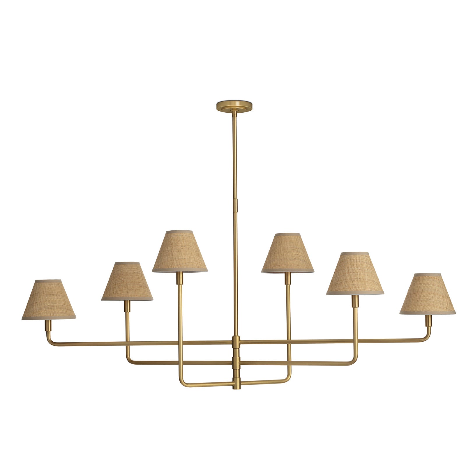 Polly Metal Chandelier (Natural Brass with Rattan Shades)