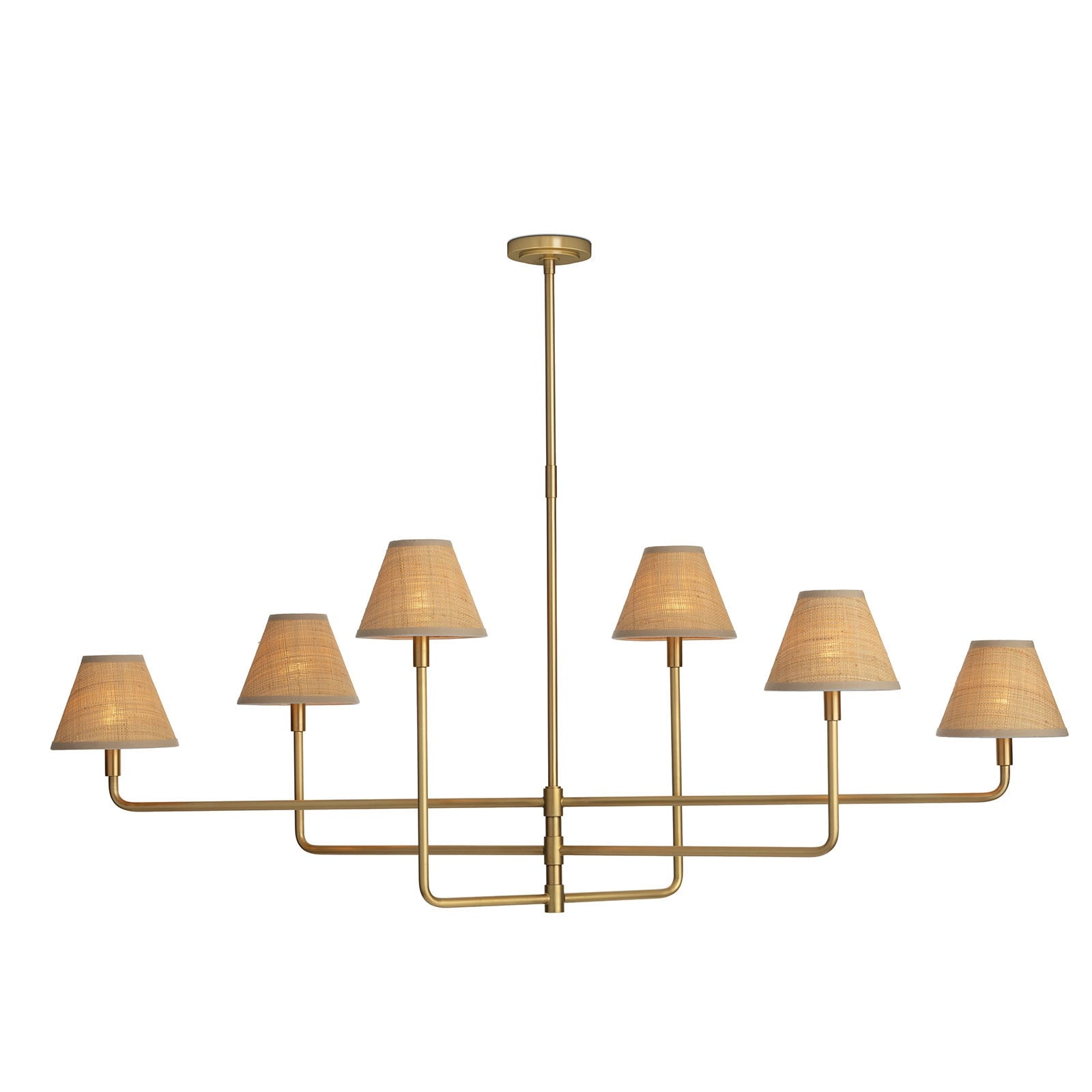 unique pendant lighting, brass and raffia chandelie