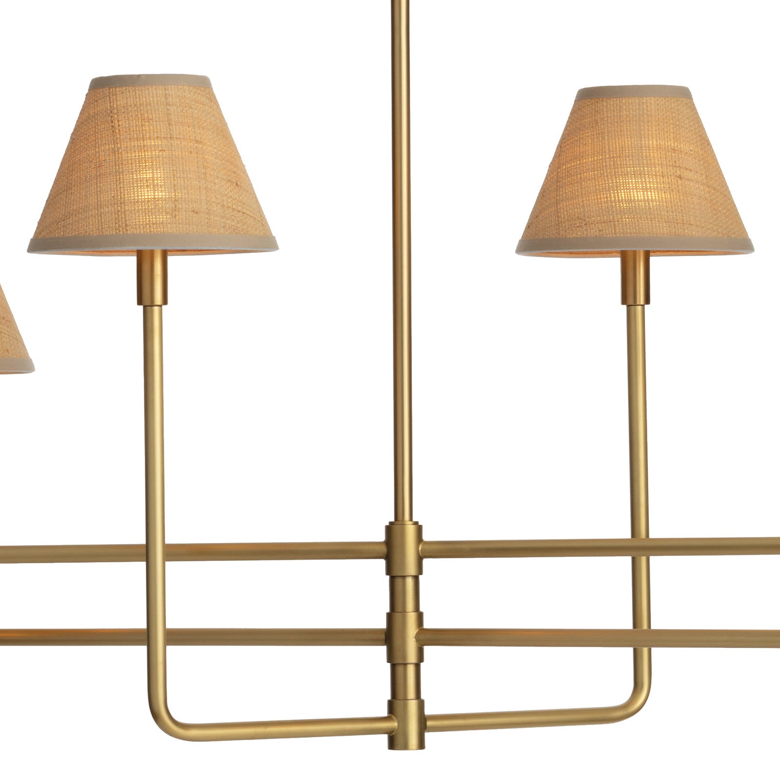 Polly Metal Chandelier (Natural Brass with Rattan Shades)