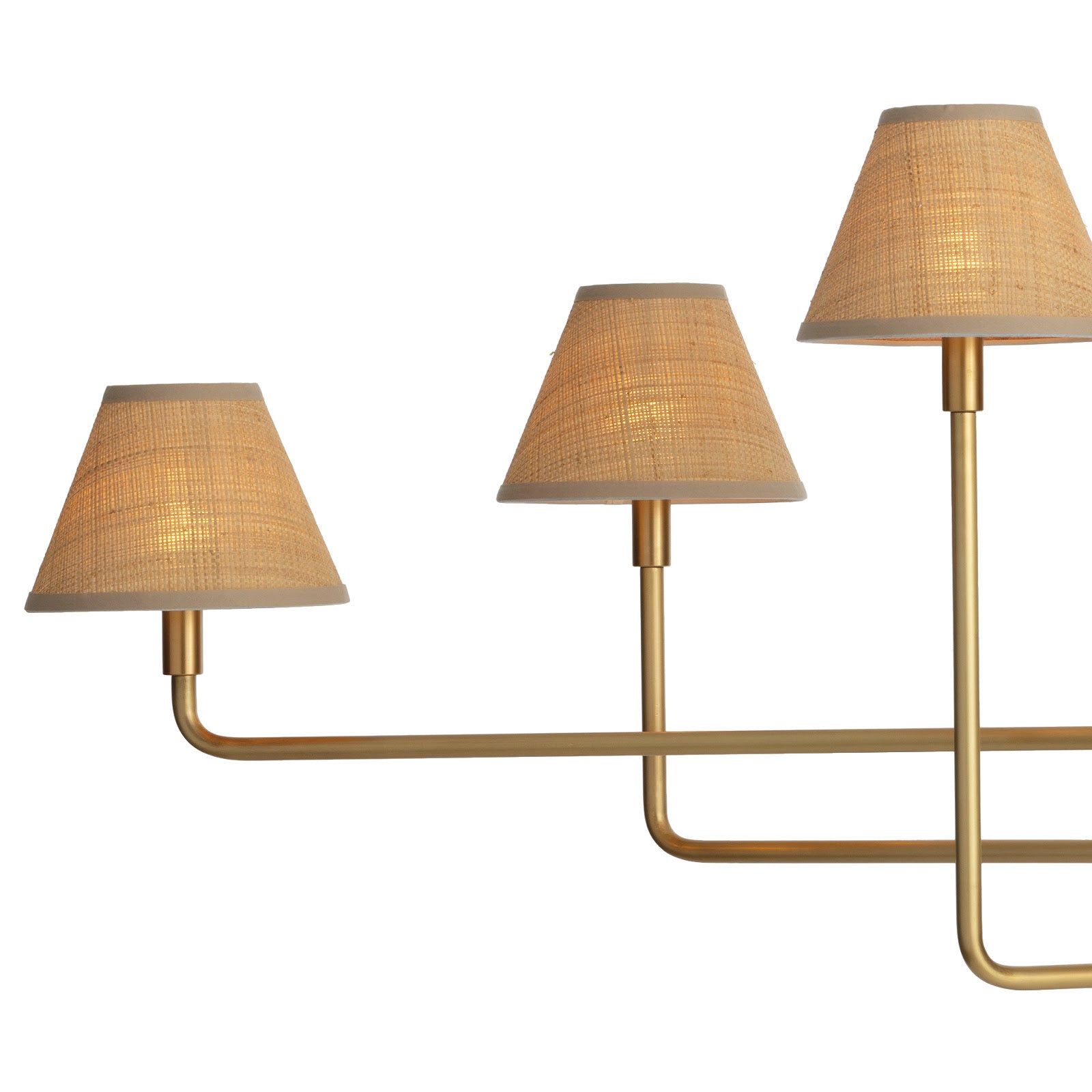 Polly Metal Chandelier (Natural Brass with Rattan Shades)