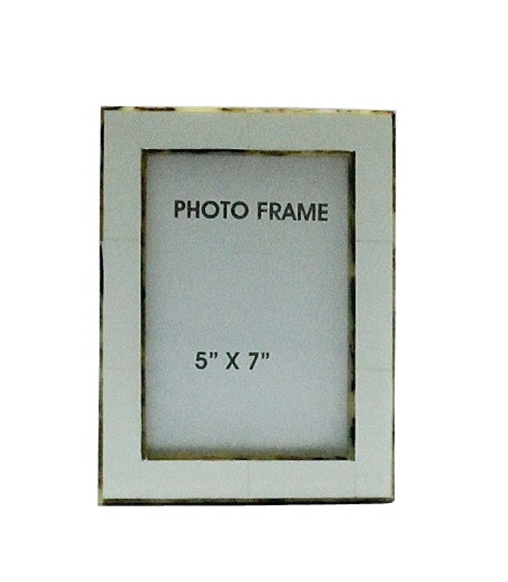 Elegant 5x7 white picture frame with a subtle gold border, perfect for tabletop or wall display.