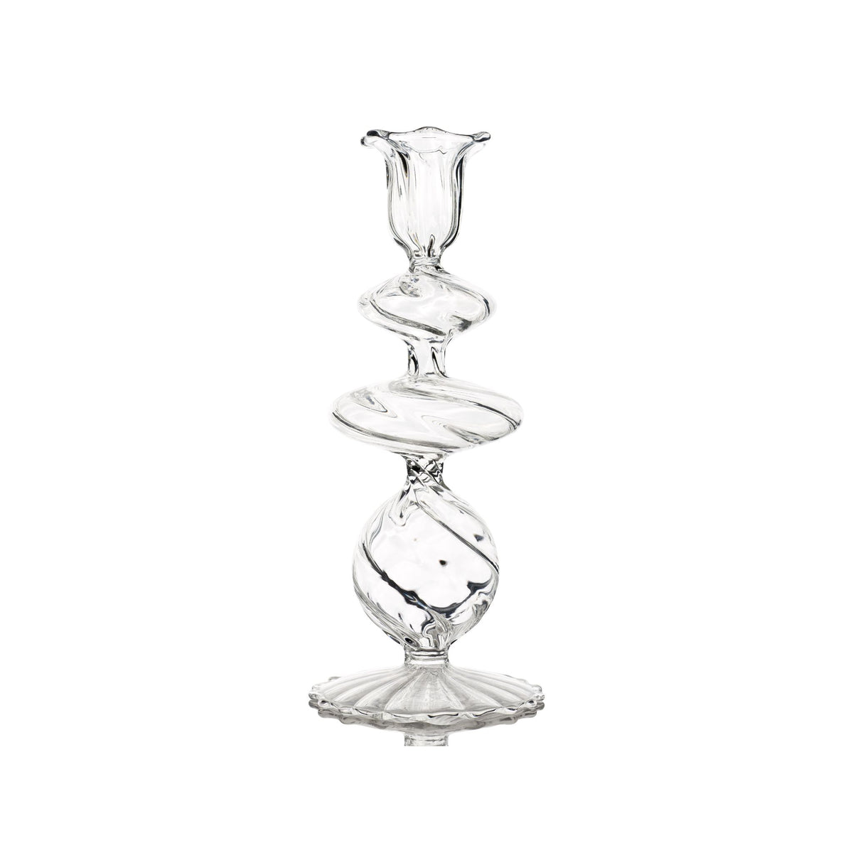 La Boheme, Candlestick, Medium, Clear candlestick, unique glass candlestick