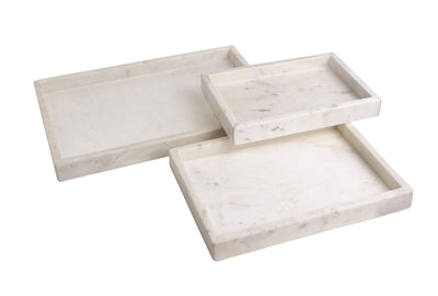 Marble Tank Tray 14x10, Opal White - Set of 2