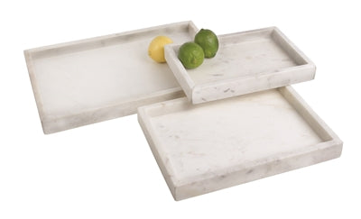 Marble Tank Tray 14x10, Opal White - Set of 2