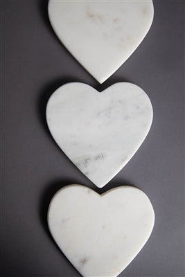 Heart Shaped Coasters - Marble White, Set of 4