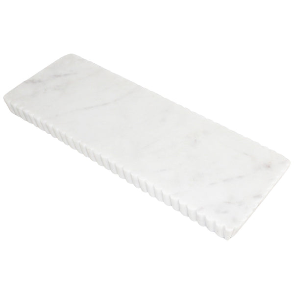 White Marble Vanity Tray w/ Grooving - White