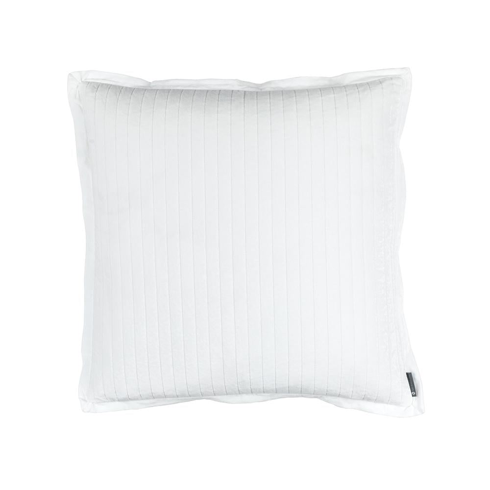 Aria Quilted Euro Pillow White Matte Velvet 26X26