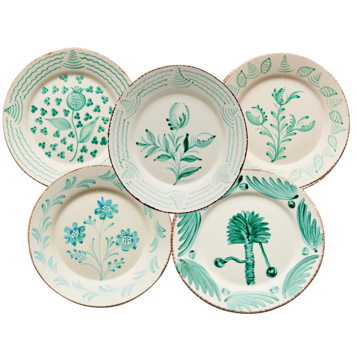 hand painted green and white dinner plates, dinnerware, table scape design, beautiful dinner plates