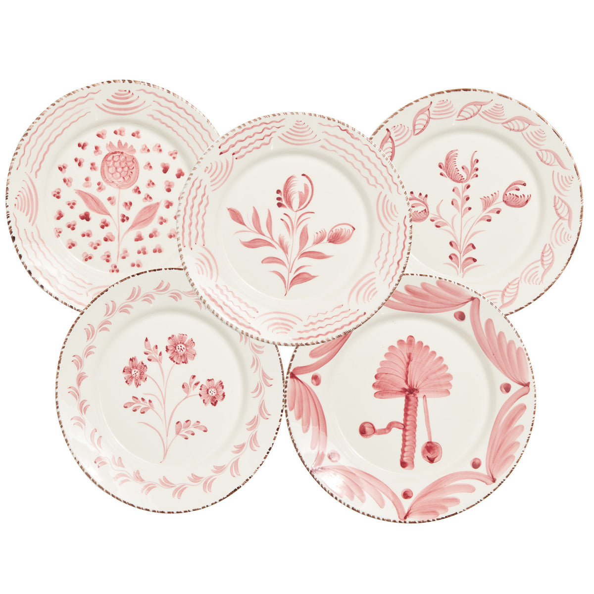 pink hand painted dinner plates, dinnerware, table scape design, beautiful dinner plates