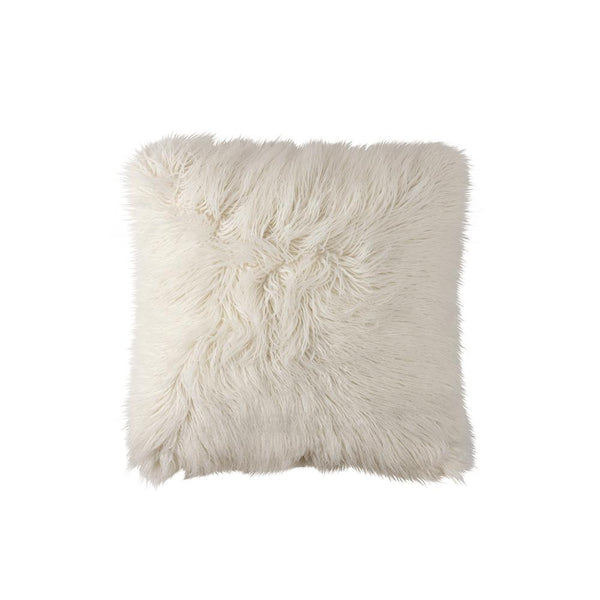 Coco Square Pillow White Faux Fur