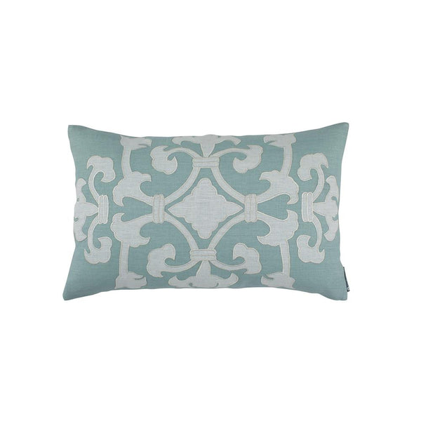 Angie Sm Rect Pillow Spa Linen / White Linen Appliqué