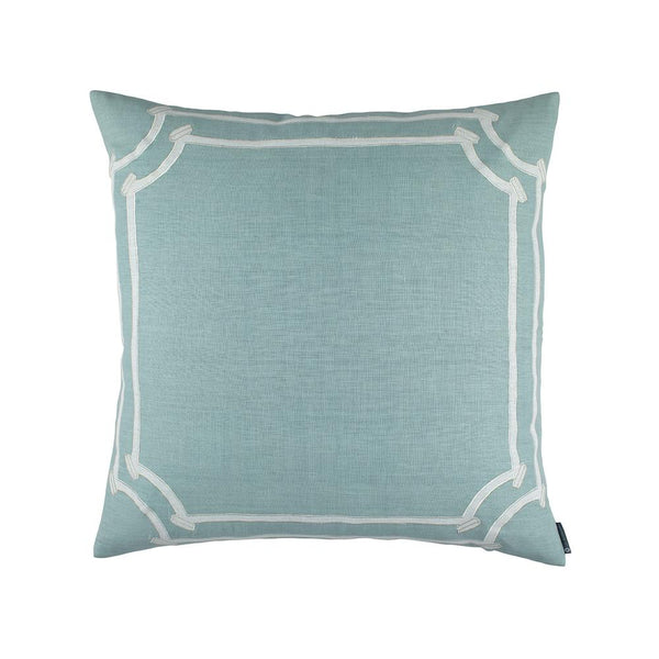 Angie Square Pillow Spa Linen / White Linen Appliqué