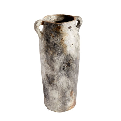 Tall Echo Jar with rustic patina, featuring an elegant weathered finish and dual handles for a timeless vintage look.