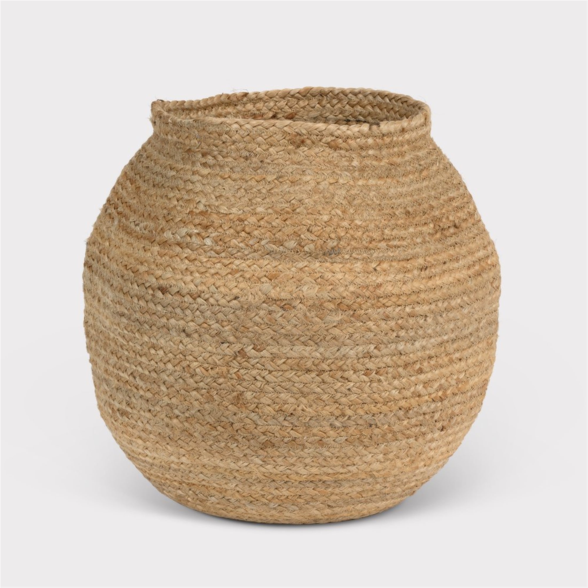 Round Jute Storage Basket, woven plant container, decorative storage