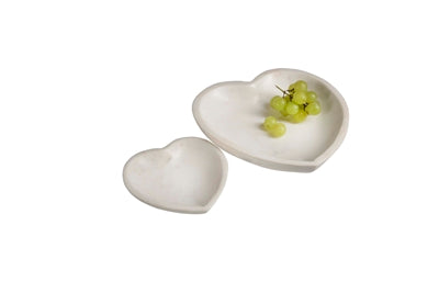 White Marble Heart Shaped Bowl, Small & Large