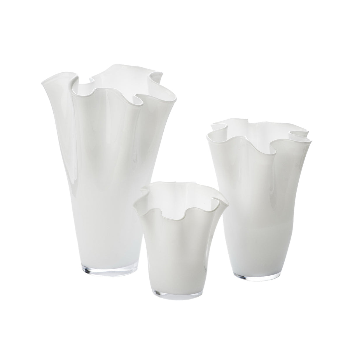 White Ruffle Vase, Multiple Sizes