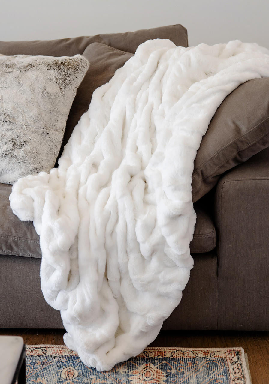 couture throws, faux fur, faux throw, white faux fur