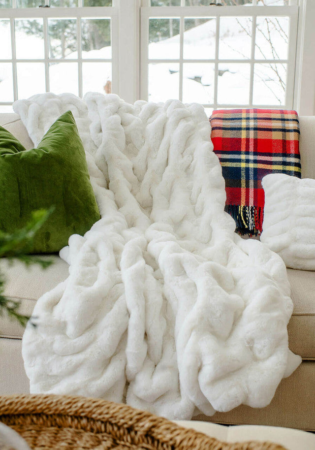 couture throws, faux fur, faux throw, white faux fur