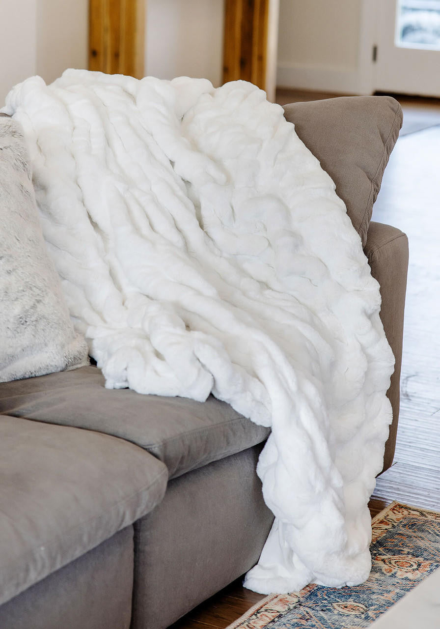 couture throws, faux fur, faux throw, white faux fur