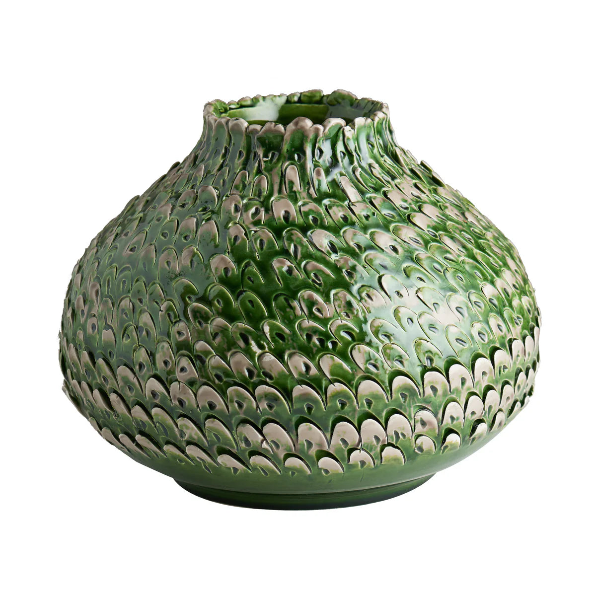 green grey feathered vase