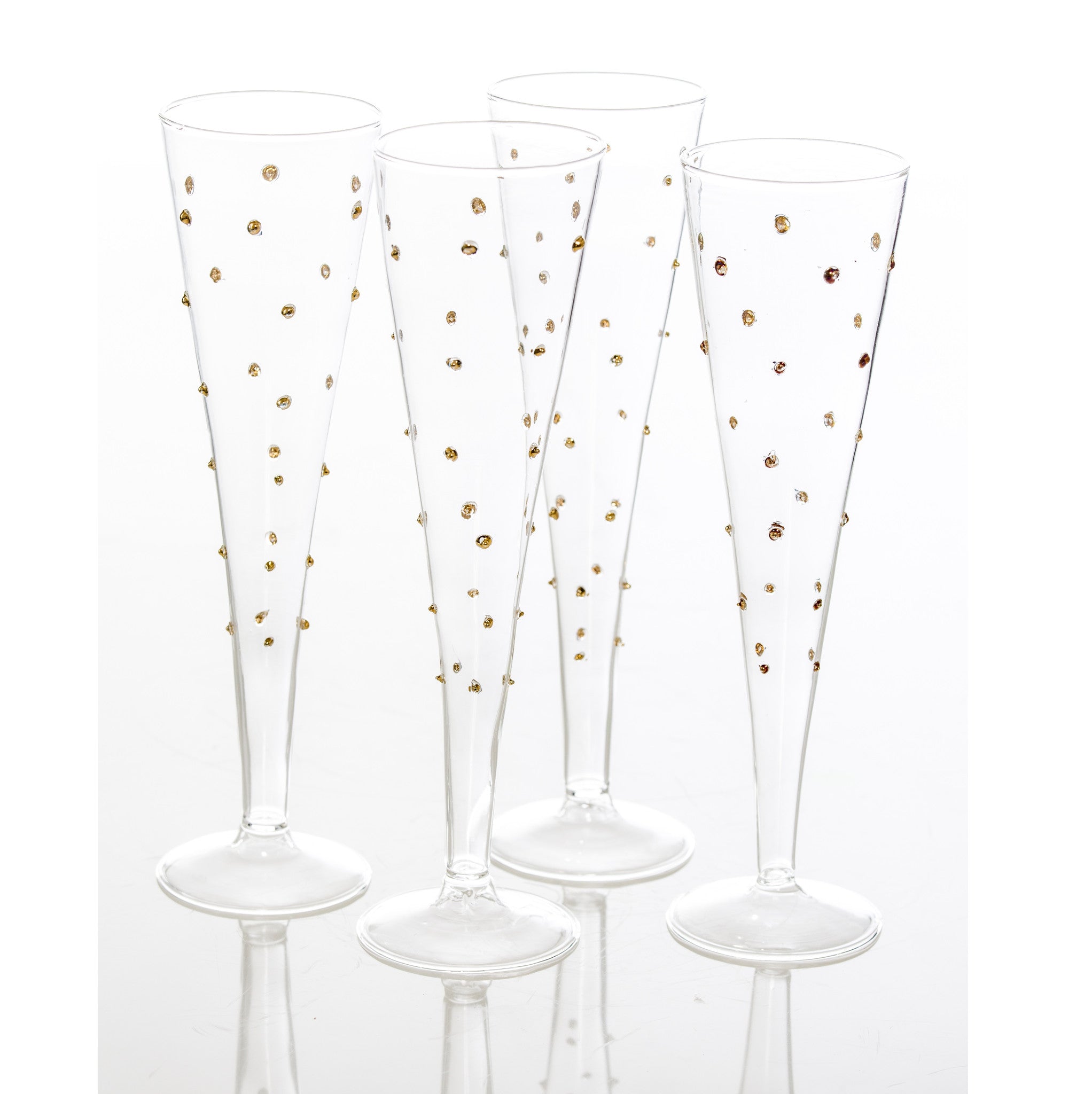 Gatsby Champagne Flute, Gold Dots