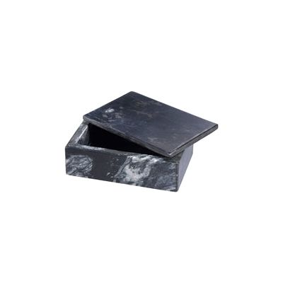 Caja rectangular de mármol negra con tapa